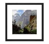 De Haes Mancorbo Canal Los Picos De Europa 8X8 Inch Square Wooden Framed Wall Art Print Picture with Mount Artery8 Black One Size