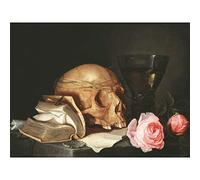 De Heem Vanitas Still-life Skull Book Roses Painting Large Wall Art Print Canvas Premium Mural