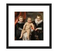 De Keyser Portrait Three Brothers 8X8 Inch Square Wooden Framed Wall Art Print Picture with Mount Artery8 Black One Size
