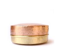 De Kulture Handmade Antique Finish Pure Copper Brass Spice Box Trinket Holder Caddy Canister Container, 4.5X2.5 DH (LWH) Gold, 400 ml