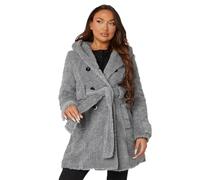 De La Creme Womens Slim Fit Shawl Hooded Teddy Coat (UK, Numeric, 10, Regular, Regular, Silver)