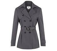 De La Creme - Women's Summer Jacket Ladies Spring Short Double Breasted Belted Lightweight Coat (UK 10/EU 36/US 8/SMALL, Grey)