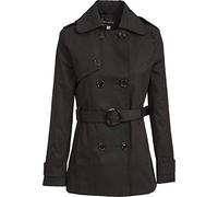 De La Creme - Women's Summer Jacket Ladies Spring Short Double Breasted Belted Lightweight Coat (UK 8/EU 34/US 6/XS, Black)