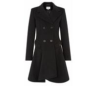 De La Creme - Women's Wool & Cashmere Jacket Ladies Winter Double Breasted Flare Coat Made in England (Black, 10)
