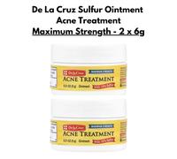 De La Cruz Sulfur Ointment 10% Anti Acne Spot Treatment Maximum Strength 2 x 6g