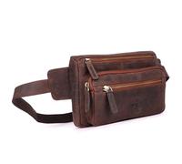 DE LAMASSU Isla Genuine Leather Belt Bag - Unisex Bum Bag for Men & Women - Vintage Crossbody Waist Bag 23 x 16 x 4 cm - Adjustable Strap, Gift Box, Brown Hunter, Standard, Modern Minimalist