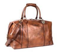 DE LAMASSU Rafael Genuine Leather Travel Bag - Unisex Weekender 50 x 35 x 28 cm - Adjustable Shoulder Strap, Expandable with Side Buckles, Protective Feet, Gift Box, light brown, 50cm x 35cm x 28cm