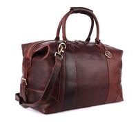 DE LAMASSU Rafael Genuine Leather Travel Bag - Unisex Weekender 50 x 35 x 28 cm - Adjustable Shoulder Strap, Expandable with Side Buckles, Protective Feet, Gift Box, brown, 50cm x 35cm x 28cm, vintage