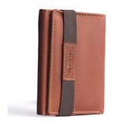 DE LAMASSU Tobias Slim Wallet & Card Holder Made of Genuine Leather - RFID Protection, 10 Card Slots, Note Compartment, Zip Coin Pocket, Elastic Closure - Unisex - Gift Box - 8 × 10 cm, Cognac, 10 ×