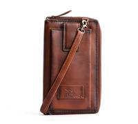 DE LAMASSU Zara Women's Genuine Leather Crossbody Bag - RFID Protection, 33 Card Slots, Smartphone Compartment, Shoulder Strap, Purse with Zip - 21 × 12 × 4.5 cm, light brown, 21 × 12 × 4,5 cm