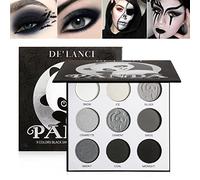DE’LANCI PANDA Black Smokey Eyeshadow Palette Makeup,9 Colors Black Silver Gray White Eyeshadow Makeup Palette,Highly Pigmented Gothic Makeup Matte Glitter Eyeshadow Palette for Girls and Women