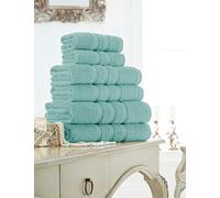 De Lavish 100% Combed Cotton Towel Bale Set 600gsm For Bathroom Large Spa Gym Shower Daily Use Home Collection Soft Absorbent 2 Hand Towels, 2 Bath Towels, 2 Bath Sheets, Duck Egg