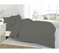 De Lavish 200 Thread Count Egyptian Cotton Duvet Cover Set with Pillowcases Double Size Bed Plain Dyed Bedding (Double Duvet Cover Set, Grey)