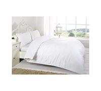 De Lavish 200 Thread Count Egyptian Cotton Duvet Cover Set With Pillowcases Super King Size Bed Plain Dyed Bedding (Super King Duvet Cover Set, White)