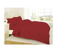 De Lavish 200 Thread Count Egyptian Cotton Duvet Cover Set With Pillowcases Super King Size Bed Plain Dyed Bedding (Super King Duvet Cover Set, Red)