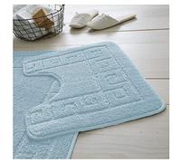 De Lavish Bath Mat Set 2 Piece Non Slip Rubber Pedestal and Bath Mat Set Toilet Greek Bathroom Rug New (Aqua)