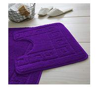 De Lavish Bath Mat Set 2 Piece Non Slip Rubber Pedestal and Bath Mat Set Toilet Greek Bathroom Rug New (Purple)