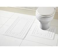 De Lavish Bath Mat Set 2 Piece Non Slip Rubber Pedestal and Bath Mat Set Toilet Miami Bathroom Rug New, White