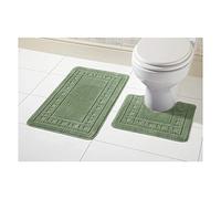 De Lavish Bath Mat Set 2 Piece Non Slip Rubber Pedestal and Bath Mat Set Toilet Miami Bathroom Rug New, Green