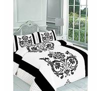 De Lavish Darcy Floral Duvet Cover With Pillowcase Bedding Quilt Set Double Bed Size, Black