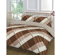De Lavish Diagonal Check Reversible Hardy Duvet Cover With Pillowcase Bedding Quilt Set Double Bed Size, Brown
