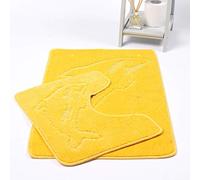 De Lavish Dolphin 2 Piece Bath Mat & Pedestal Set Non Slip Toilet Bathroom Rug Kitchen Extra Absorbent, Lemon