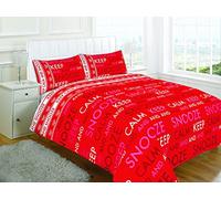 De Lavish Duvet Cover Set Single Bed With Pillowcase Quilt Reversible Poly Cotton, Keep & Calm Snooze Red