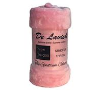 De Lavish Faux Fur Throw Blanket Double Size For Bed Sofa 2 Seater Plain Soft Warm Large Mink 150 x 200 Cm, Pink