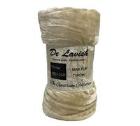 De Lavish Faux Fur Throw Blanket Double Size For Bed Sofa 2 Seater Plain Soft Warm Mink 150 x 200 Cm, Cream