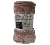 De Lavish Faux Fur Throw Blanket KingSize For Bed Sofa 3 Seater Extra Large Plain Soft Warm 200 x 240 Cm, Mink