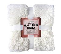 De Lavish Hug & Snug Faux Fur Throw 150x200 Bed Sofa Fluffy Double Size Blanket Soft, Cream