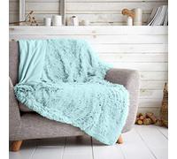 De Lavish Hug & Snug Faux Fur Throw 150x200 for Bed 2 Seater Sofa Fluffy Double Size Blanket Soft, Duck Egg