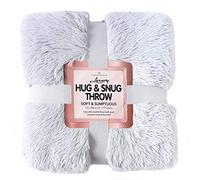 De Lavish Hug & Snug Throw 150x200 For Bed 2 Seater Sofa Fluffy Double Size Blanket Faux Fur Soft, Silver