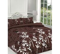 De Lavish Kaylee Leaves Print Duvet Cover with Pillowcase Bedding Quilt Set Single Bed Size, Brown
