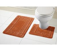 De Lavish Miami Bath Mat Set 2 Piece Non Slip Rubber Pedestal and Bath Mat Toilet Bathroom Rug, Terracotta, 50 cm x 80 cm and 50 cm x 40 cm