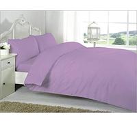 De Lavish Plain Dyed Polycotton Duvet Cover with Pillowcase Bedding Quilt Set Single Bed Size, Lilac