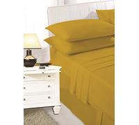 De Lavish Plain Dyed Polycotton Duvet Cover with Pillowcase Bedding Quilt Set Single Bed Size, Mustard