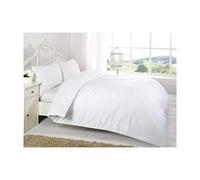 De Lavish Polycotton Duvet Quilt Cover Set With Matching Pillowcases Plain Dyed Bedding Super King Bed Size, White
