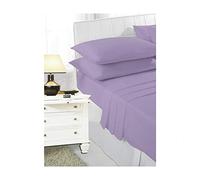 De Lavish Polycotton Sheet Set Double Size Bed Plain Dyed Bedding Set Includes 1 Fitted Sheet + 1 Flat Sheet + 2 Pillowcases, Lilac