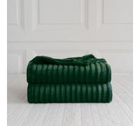 De Lavish Ribbed Throw Chunky Cord Blanket Large Size Bed Sofa Soft Warm Fleece (Emerald, Double)