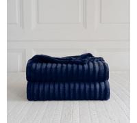 De Lavish Ribbed Throw Chunky Cord Blanket Large Size Bed Sofa Soft Warm Fleece (Navy, King)