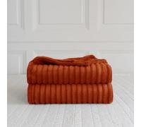 De Lavish Ribbed Throw Chunky Cord Blanket Large Size Bed Sofa Soft Warm Fleece (Orange, King)