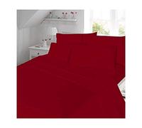 De Lavish Thermal Flannelette Extra Deep 16"/ 40CM Flannel Fitted Sheet Bed Sheet King Size Plain Dyed Bedding, Red
