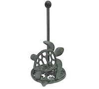 De Leon Collections Cast Iron Seafoam Green Sea Turtle Coastal Ocean Freestanding Weighted Base Paper Towel Holder