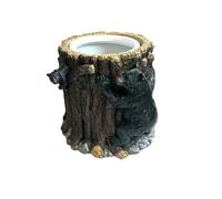 De Leon Collections Decorative Waste Basket Trash Bin, 7.75 Inch Polyresin, Bears Climbing Tree