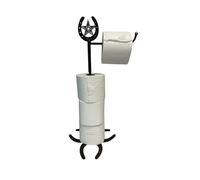 De Leon Collections Free Standing Bathroom Toilet Paper Roll Holder, 16.5 Inch Metal, Horseshoe