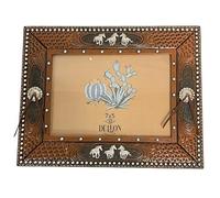 De Leon Collections Polyresin Faux Tooled Leather Western Rustic Concho Horses 7” x 5” Landscape Standing Photo Picture Frame