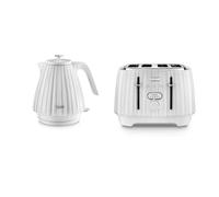 De’Longhi Ballerina Kettle and 4-Slice Toaster Bundle- 1.7L, White - KBD3001.W, CTD4003.W