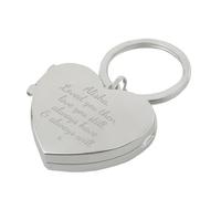 De Luxe Opening Heart Shaped Silver Finish Photo Locket Keyring, Personalised Engraving, in a Gift Box