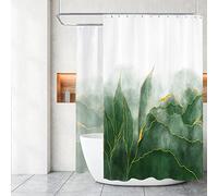 De-Mediocre Marble Extra Wide Shower Curtain Ombre Green Gold, Modern for Bathroom Art Decor, Green Golden Lines Striped Fabric Waterproof Polyester, 108 x 72 Inches